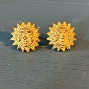 Set of 2 Brass Sun Face Napkin Rings, NWT